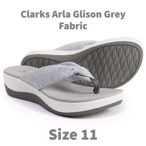 Clarks Cloudsteppers Women's Arla Glison Slide Sandals, 11 M Size, Grey Fabric